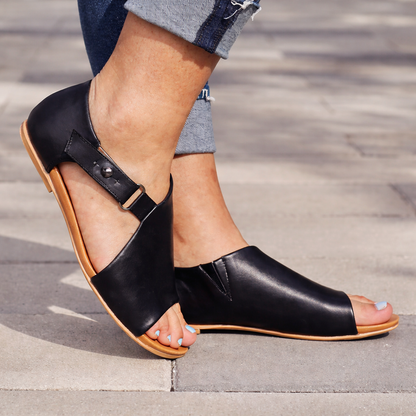 Reese | Women’s Orthopedic Open-Toe Leather Sandals with Adjustable Strap