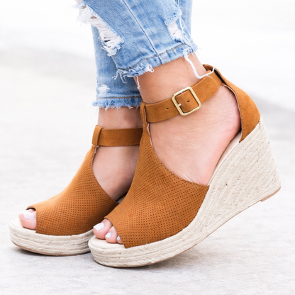 OrthoCare Straw Wedge Sandals - Unique Elegance And Comfort
