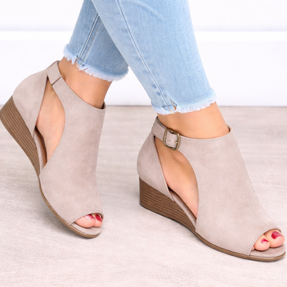 Evelyn | Women’s Orthopedic Peep-Toe Wedge Sandals with Ankle Strap