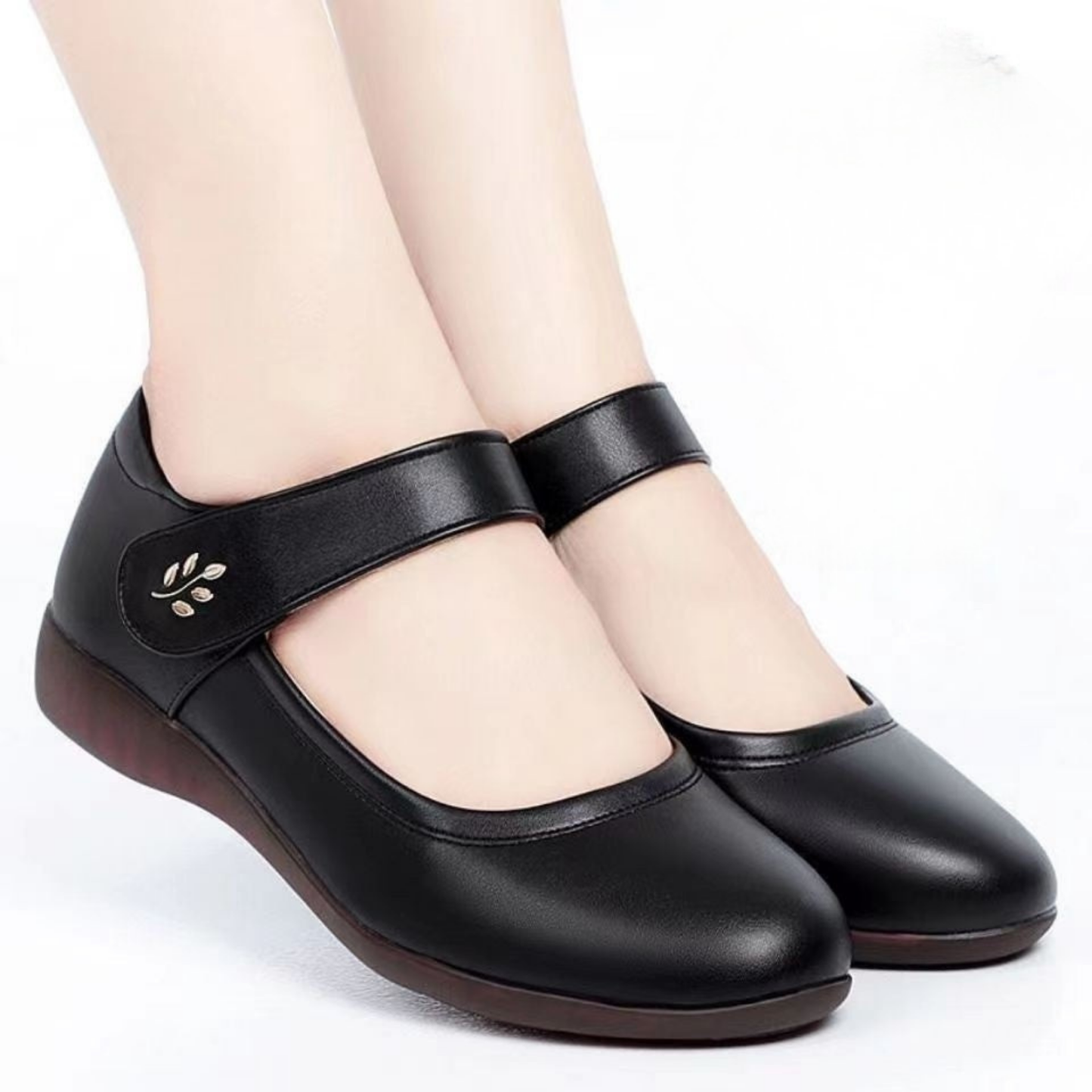 OrthoCare Peeptoe Leather Shoes - Soft Sole Strap