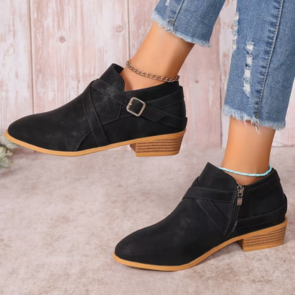 OrthoCare Leather Boots - Side Zipper & Cross Straps