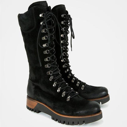Emma | Women’s Orthopedic Lace-Up Combat Style Knee-High Boots