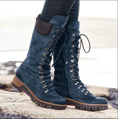 Emma | Women’s Orthopedic Lace-Up Combat Style Knee-High Boots