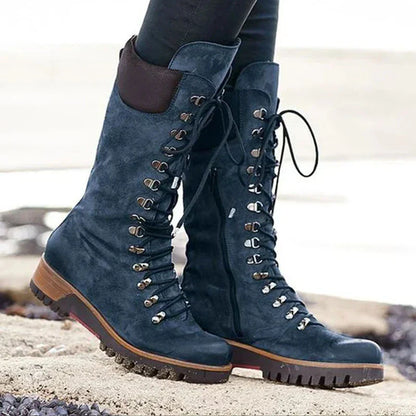 Emma | Women’s Orthopedic Lace-Up Combat Style Knee-High Boots