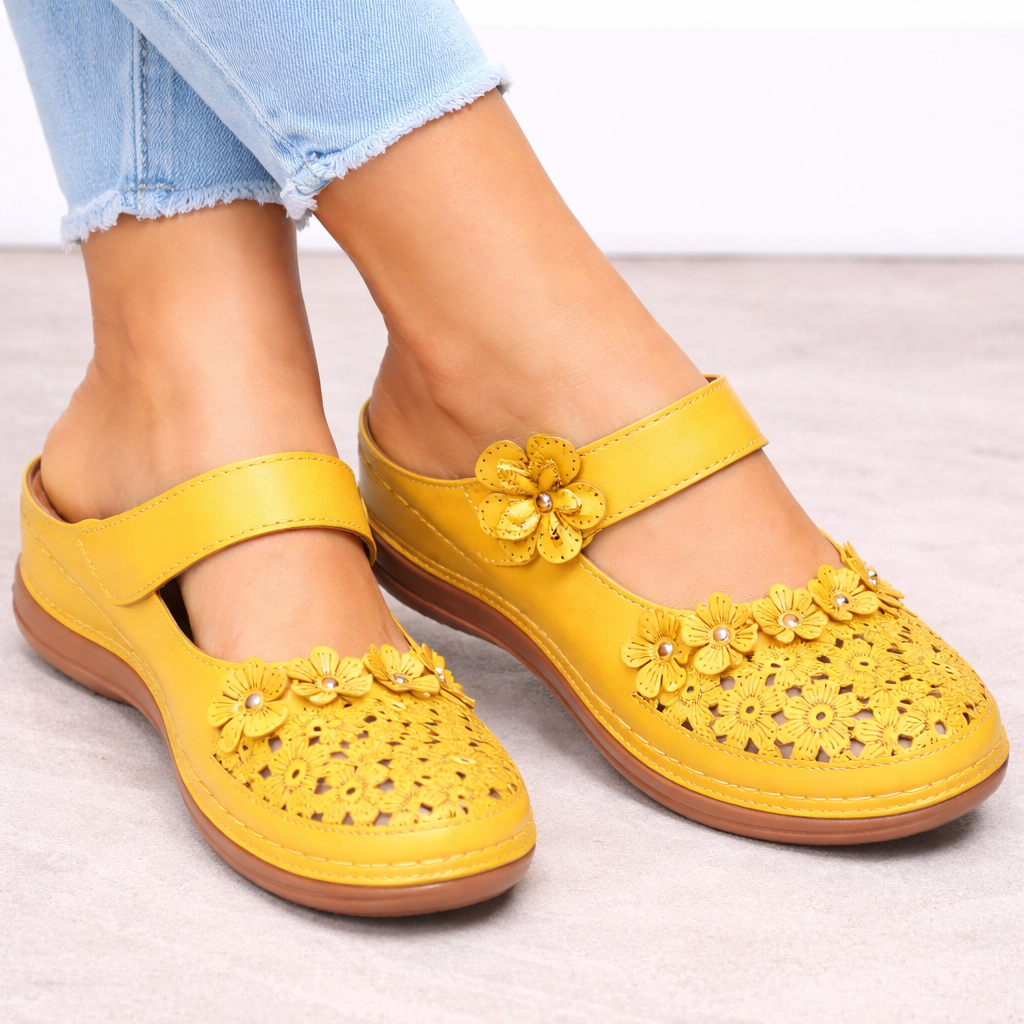 Felicity | Women’s Orthopedic Floral Cutout Slip-On Clog Sandals