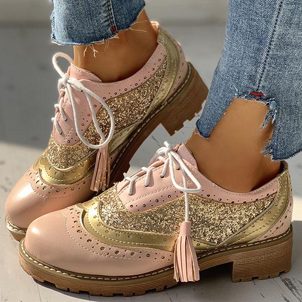 Dahlia | Women’s Glitter Patent Leather Oxford Shoes with Orthopedic Sole
