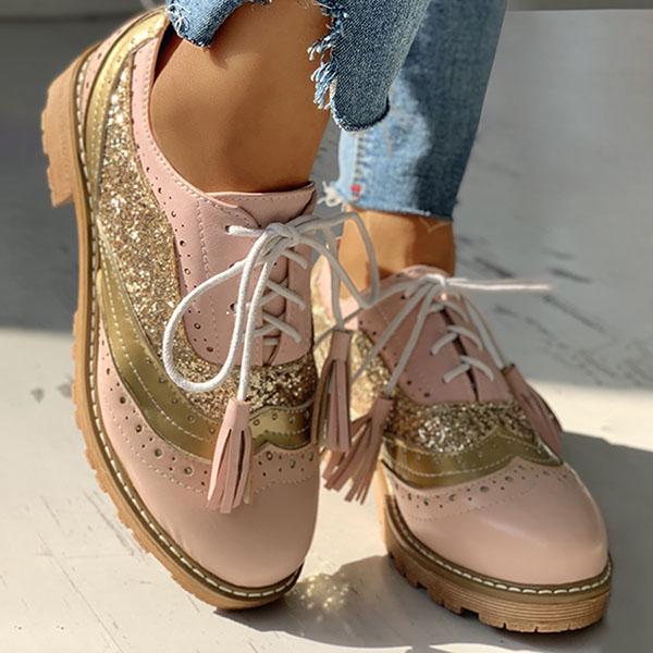 Dahlia | Women’s Glitter Patent Leather Oxford Shoes with Orthopedic Sole