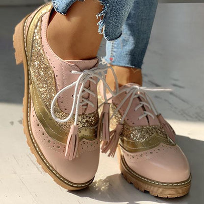 Dahlia | Women’s Glitter Patent Leather Oxford Shoes with Orthopedic Sole
