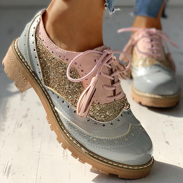 Dahlia | Women’s Glitter Patent Leather Oxford Shoes with Orthopedic Sole