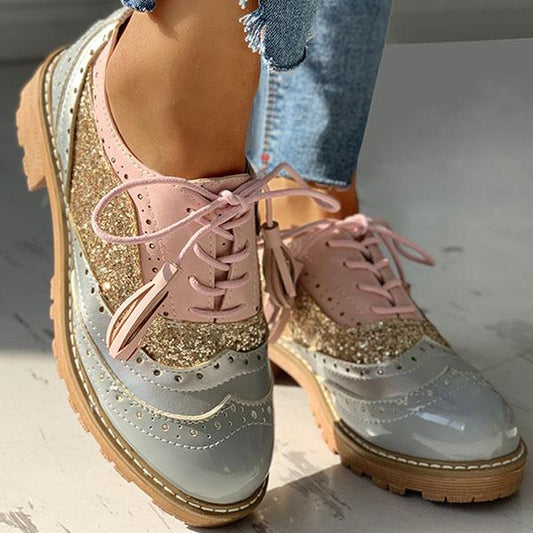 Dahlia | Women’s Glitter Patent Leather Oxford Shoes with Orthopedic Sole