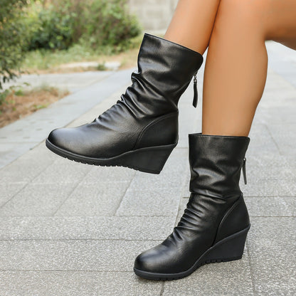 OrthoCare Wedge Ankle Boots - Fur-Lined Comfort