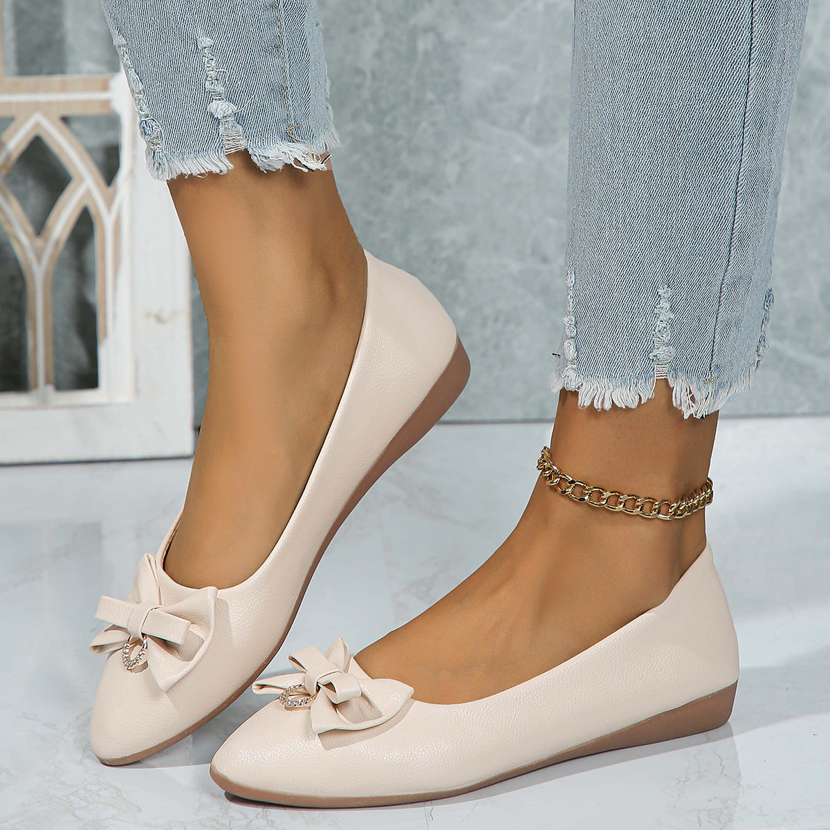 OrthoCare Elegant Bow Flats – Classic Comfort Slip-On Shoes