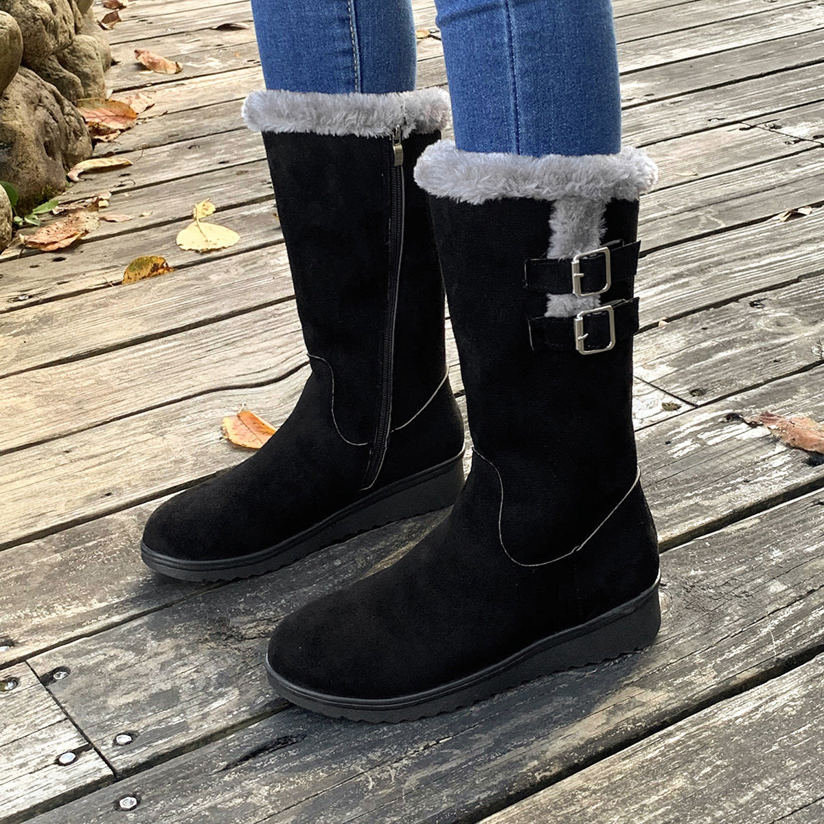 Minh | Orthopedic Faux-Fur Buckle Mid-Calf Winter Boots