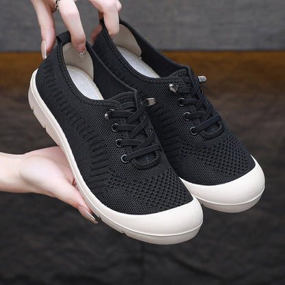 OrthoCare Women’s Knit Lace-Up Sneakers – Lightweight Breathable Comfort Shoes