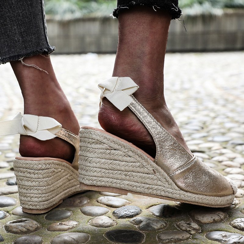 Benilde | Women’s Orthopedic Printed Espadrille Wedge Slingback Sandals