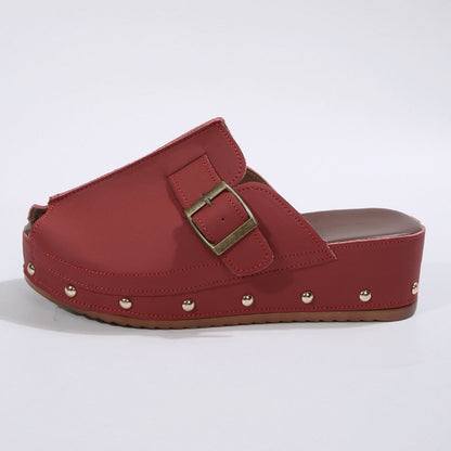 Romilly | Women’s Orthopedic Buckle Platform Clog Mules