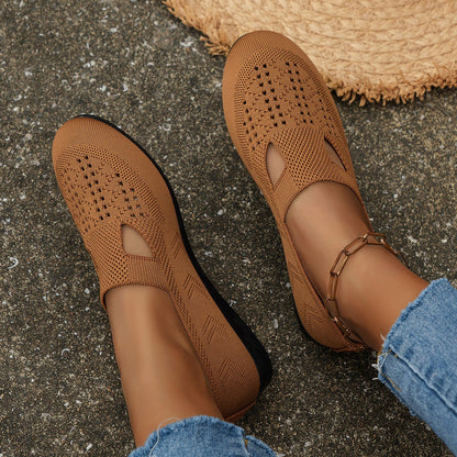 Orthopedic Breathable Knit Flats – Lightweight Slip-On Comfort Walking Shoes