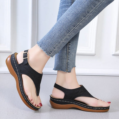 Samantha | Orthopedic Casual Sandals Women's Wedge Solid Color Flip Flop Sandals