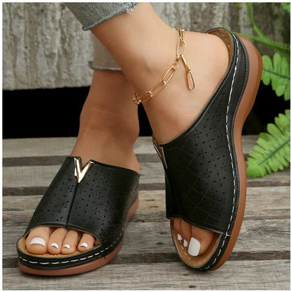 Waverly | Women’s Orthopedic Perforated Wedge Mule Sandals