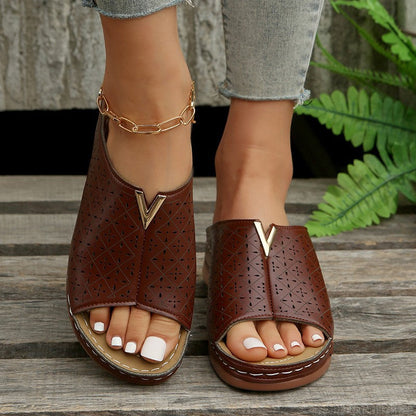 Waverly | Women’s Orthopedic Perforated Wedge Mule Sandals