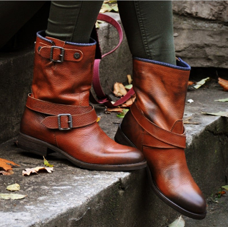 OrthoCare Retro Leather Boots - Slip-On Support
