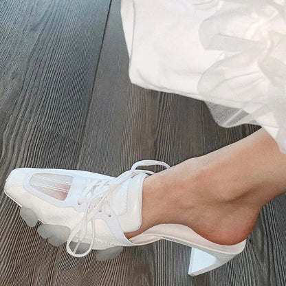 Yolene | Women’s Orthopedic Mesh Lace-Up Mule Heels