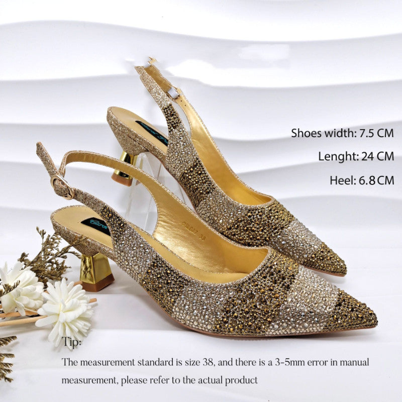 Faloura | Women’s Orthopedic Rhinestone Slingback Kitten Heels