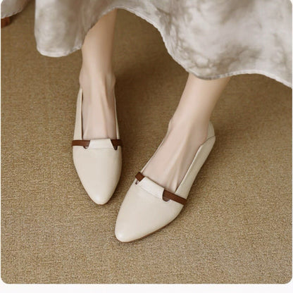 OrthoCare Elegant Leather Strap Flats – Minimalist Comfort Everyday Shoes