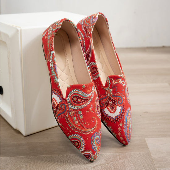 Greer | Women’s Orthopedic Boho Printed Pointed Toe Flats