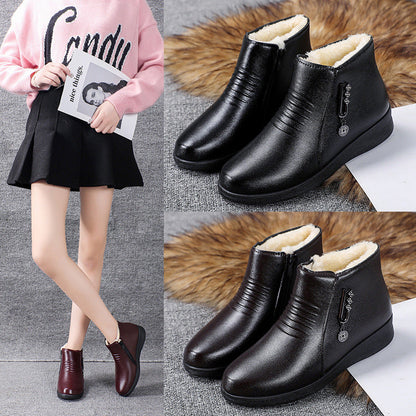 OrthoCare Fleece-Lined Leather Shoes - Flat Comfort
