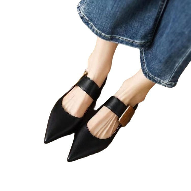 OrthoCare Chunky Heels With Metal Buckle And Colorblock