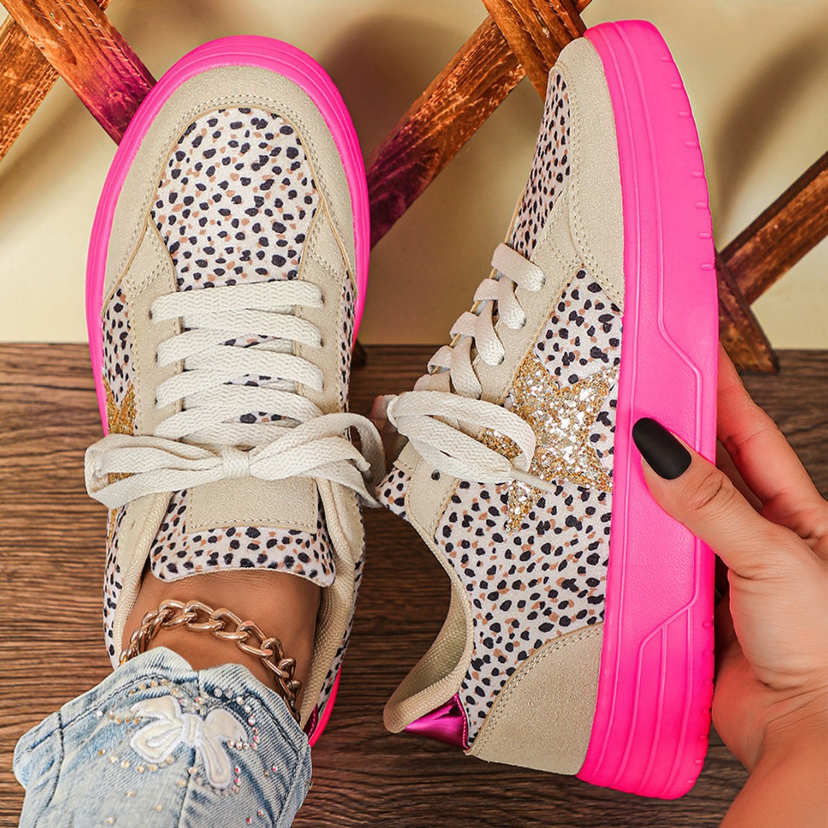 OrthoCare Unique Leopard Print Sneakers For Men And Women - Retro Style