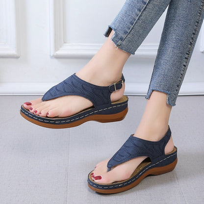 Samantha | Orthopedic Casual Sandals Women's Wedge Solid Color Flip Flop Sandals
