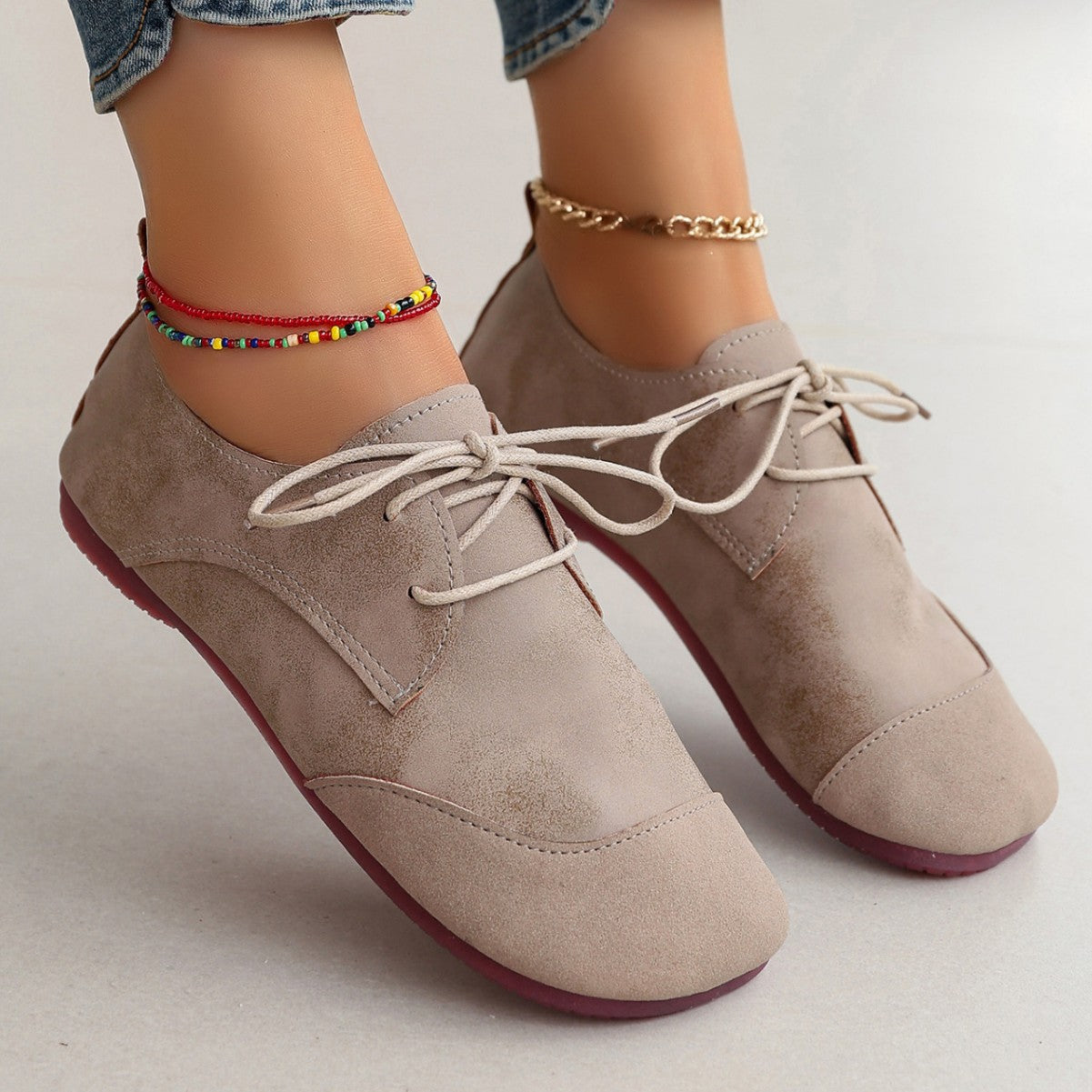 OrthoCare Women’s Vintage Lace-Up Flats – Soft Comfort Casual Oxford Shoes