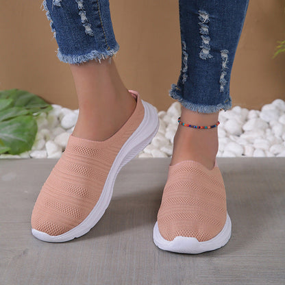 Orthopedic Knit Slip-On Sneakers – Lightweight Breathable Comfort Walking Shoes