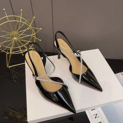 Calyra | Women’s Orthopedic Rhinestone Pointed Toe Slingback Heels