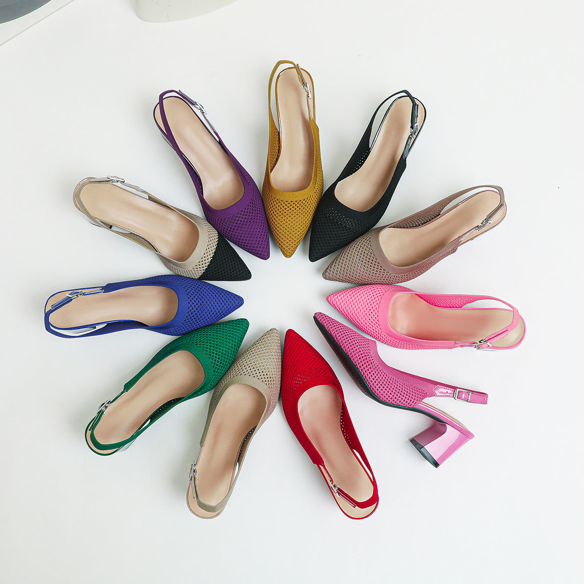 Pomeline | Women’s Orthopedic Woven Pointed Toe Slingback Heels