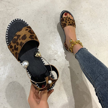 Wynella | Women’s Orthopedic Pearl Ankle Strap Flat Sandals