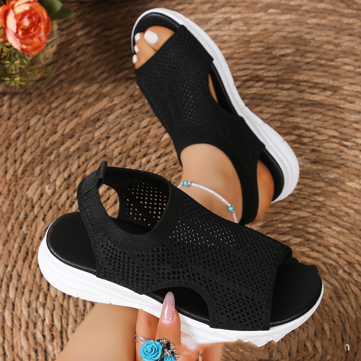 Quiana | Women’s Orthopedic Breathable Knit Peep Toe Sandals