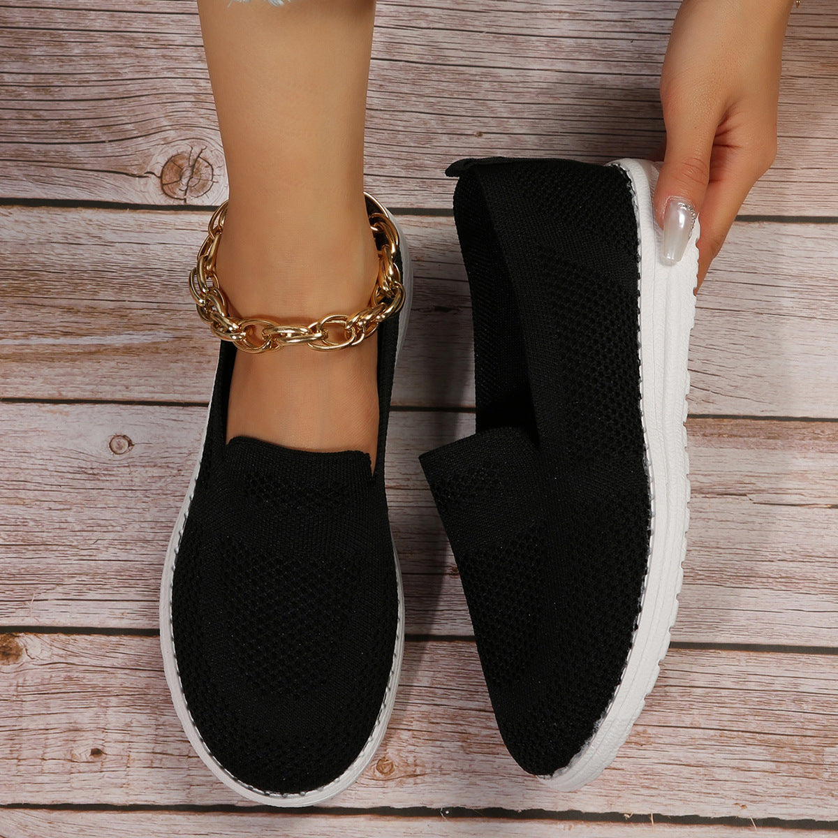 Orthopedic Knit Slip-On Shoes – Lightweight Breathable Everyday Comfort Sneakers