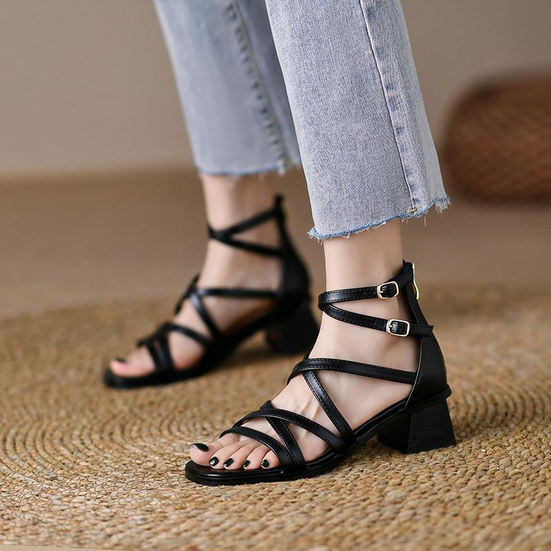 OrthoCare Vintage Brown Heeled Sandals - Unique Elegance