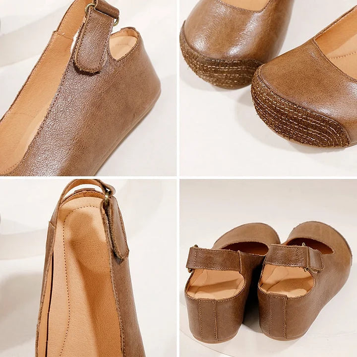 Elara | Orthopedic Handcrafted Leather Slingback Comfort Flats