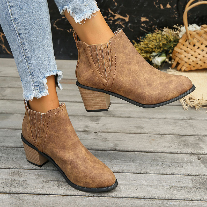 OrthoCare Ankle Boots - Thick Heel Slip-On Comfort