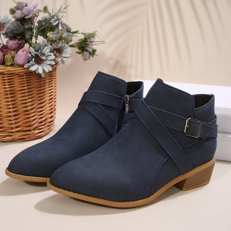 OrthoCare Ankle Boots - Chunky Heel Leather Comfort