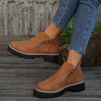 OrthoCare Suede Ankle Boots - Side Zipper Comfort