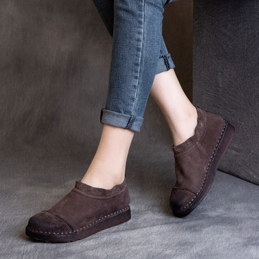 Abby | Orthopedic Vintage Suede Slip-On Loafers – Hand-Stitched Comfort Shoes