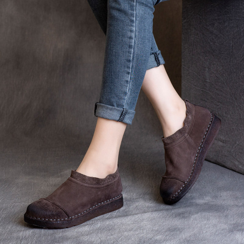 Abby | Orthopedic Vintage Suede Slip-On Loafers – Hand-Stitched Comfort Shoes