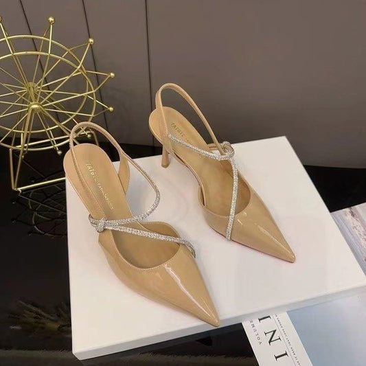 Calyra | Women’s Orthopedic Rhinestone Pointed Toe Slingback Heels