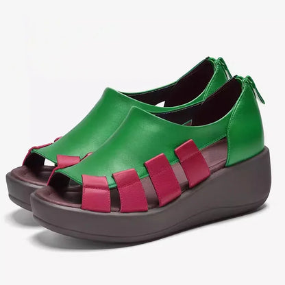 Zamira | Orthopedic Bold Colorblock Leather Wedge Sandals