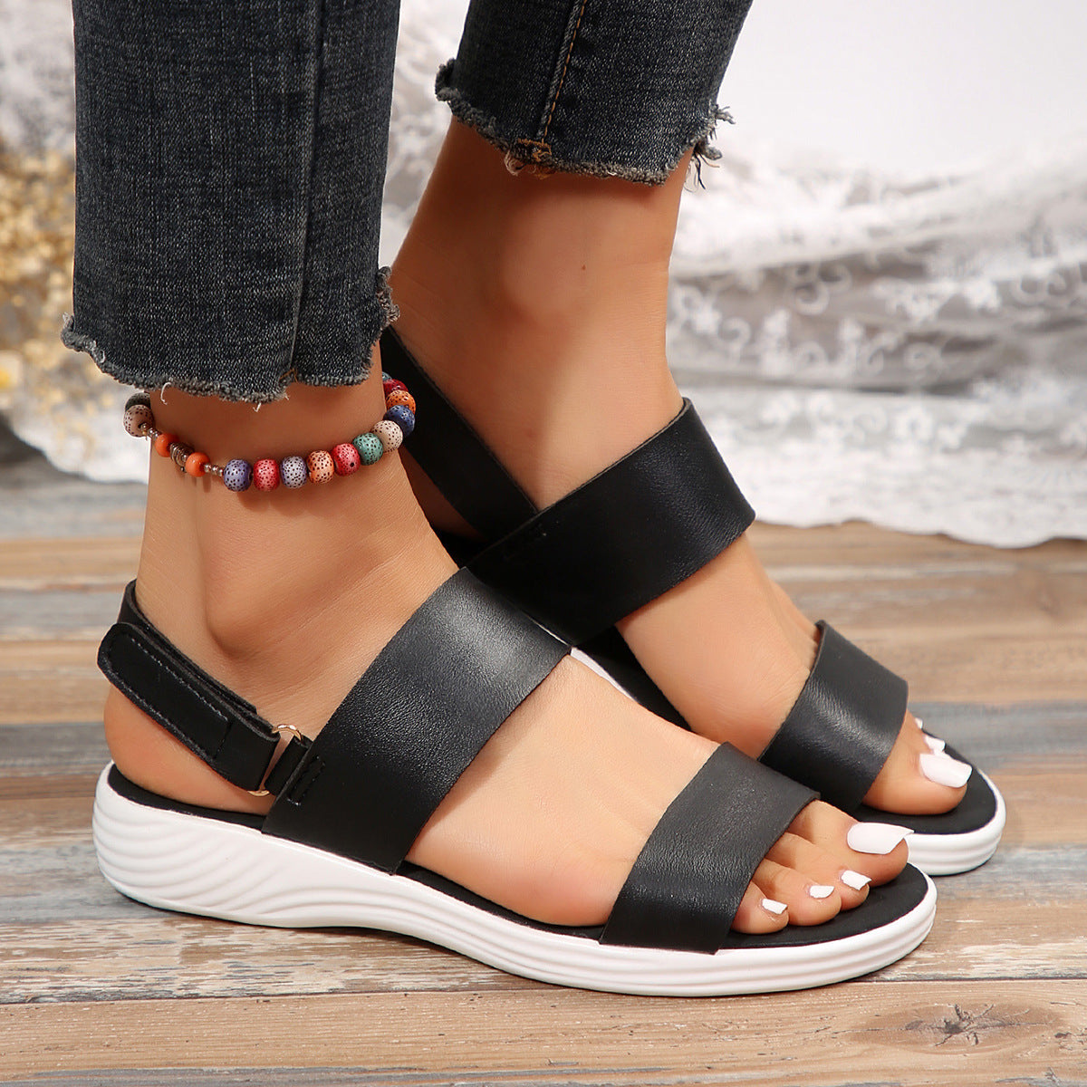 OrthoCare | Cross Strap Toe Ring Flat Sandals